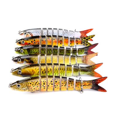 China Custom 19g Bass Fishing Lure Saltwater 8 Segemented ABS Plastic Lure Bulk Artificial Multi Jointed Hard Bait for sale