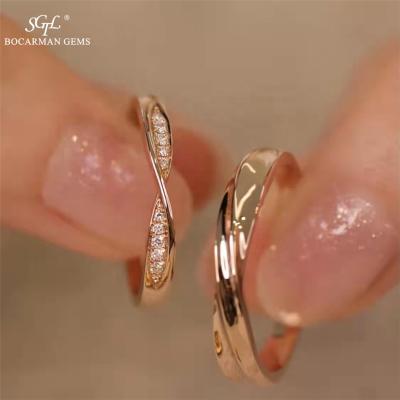 China Trendy 18K Prohibited Natural Diamond Wedding Ring Platinum Mobius Ring Rose Gold Diamond Wedding Ring for sale