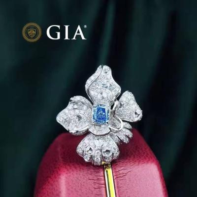 China The other natural blue diamond set in 18K gold, this is a high-end customization of three-use brooch necklace and ring women's jewelry for sale