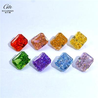 China The production of jewelry Bocarman 5A ice flower cut diamond color loose stone high quality rectangular zircon high quality imitation diamond for sale