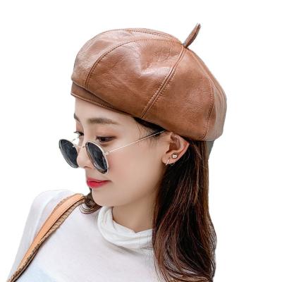 China Wholesale Picture Women Street Wear Temperament Leather Student Cute Mujer Boina Fashion Pumpkin Bailey Beret Caps Hat Solid Color for sale