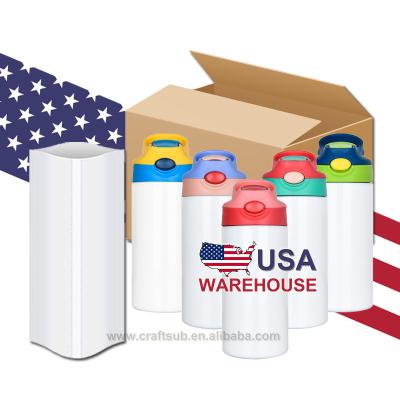 China Sustainable USA Store 12oz 12oz Kids Double Wall Stainless Steel Sublimation Water Bottle Straight Empty Tumbler Cup With Flip Top for sale