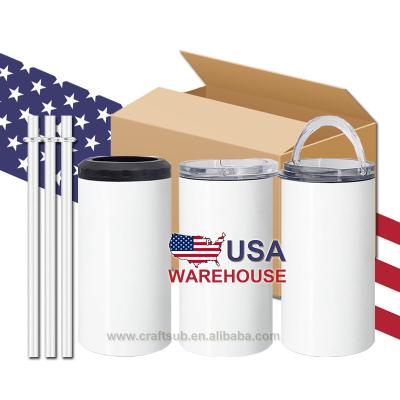 China OEM 16oz Double-Wall Stainless Steel Viable Vacuum Insulated Vinyl Gift Blank Sublimation Open Top Beer Can Cooler With Custom Logo for sale