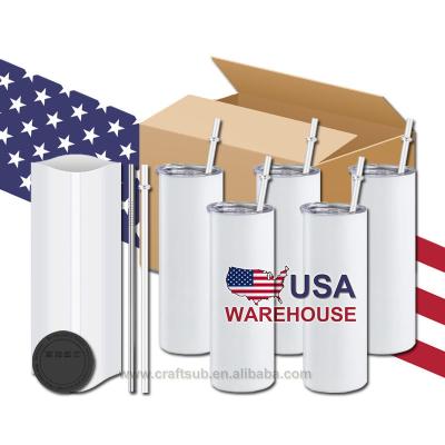 China Viable Wholesale Bulk 20oz 20oz Lean Straight Double Wall Stainless Steel Insulated White Empty Tumbler Sublimation Cup With Straw for sale