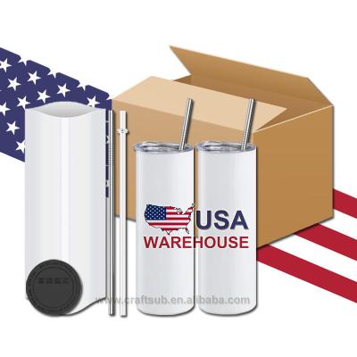 China Viable USA Warehouse 20oz 20oz Vacuum Lean Cup Hot And Cold Vacuum Mug Stainless Steel Sublimation Stainless Steel Tumbler With Lid Straw for sale