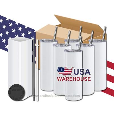 China Viable USA Warehouse Wholesale Bulk Stainless Steel 20oz Straight Lean 20oz Coffee Mug Blank Sublimation Tumbler With Lid And Straw for sale