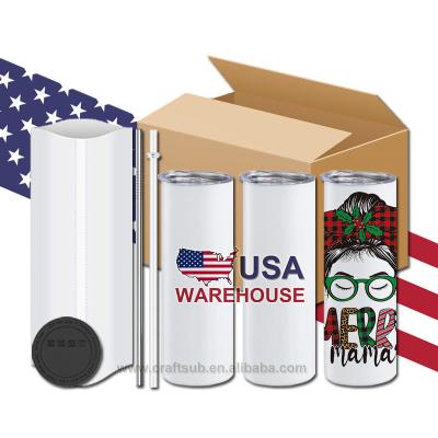 China Viable USA Stock Cheap Bulk 20oz 20 oz Skinny Straight Wall Double 20 oz Blank Empty Tumbler Stainless Steel DIY Sublimation Cup for sale