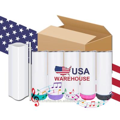 China Viable USA Warehouse 20oz 20oz Music Wall Stainless Steel Sublimation Upright Vacuum Lean Double Cup Tumbler With Wireless Speaker for sale