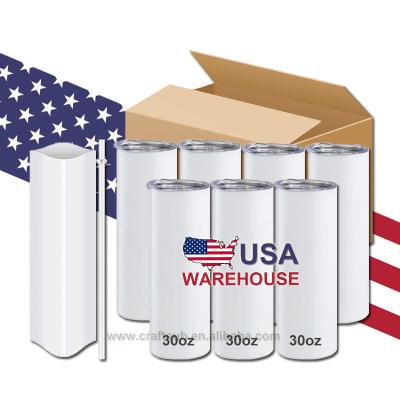 China Viable USA Warehouse 30oz Bulk Wholesale 30oz 30oz Sublimation Stainless Steel Greasy Straight Heat Press White Empty Tumbler Cup for sale