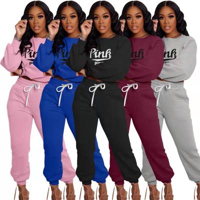 China 2022 Designer New Arrivals Women Hooded Logo Long Letter Jogger Breathable Hot Selling Casual Tracksuit Two Piece Spring 2 Piece Panties Sets Women for sale