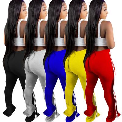 China Anti-Wrinkle Striped Flared Pants Womens Jogging Pants Fashion Sports Womens Pants for sale