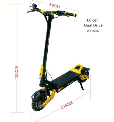 China OEM Certificate 60V 32AH Battery 1600W Large Motor Two Wheel Lithium Electric Scooter EEC COC Double Drive 21AH for sale