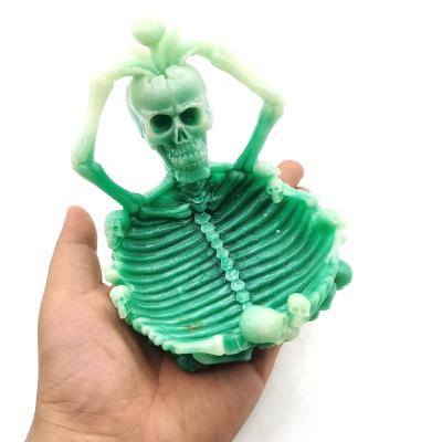 China Europe Wholesale Cheap Price Skulls Crystal Carving Crafts Smoking Pipe Healing Luminous Stone for sale