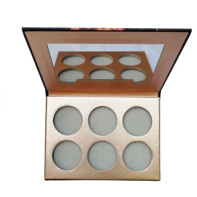 China Custom 6 Color Recyclable Empty Gold Foil Eyeshadow Palette Packaging for sale