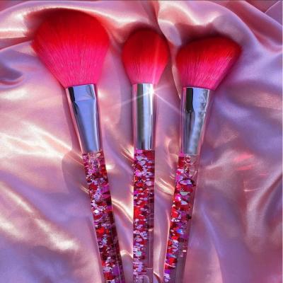 China Angular Blush Newest 3 Pcs Makeup Tools With Red Pocket Animal Hair Brush Professional OEM Makeup Brushes for sale