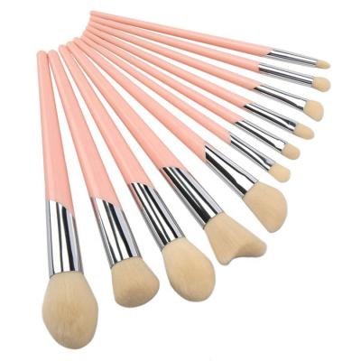 China Angular Blush 11pcs Makeup Set Brush Wholesale Private Label Aluminum Plastic Handle Makeup Brushes for sale