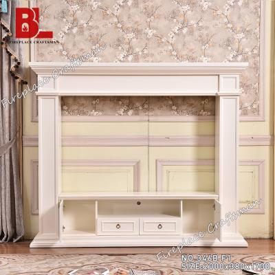 China Lush design french style mantel shb wooden fireplace tv stand led no heat electric fireplace for sale