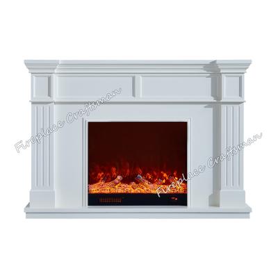 China Remote Control Bulky Solid Wood Decorative Free Standing Edge Oak Fireplace Mantel Electric Fireplace Shelf for sale