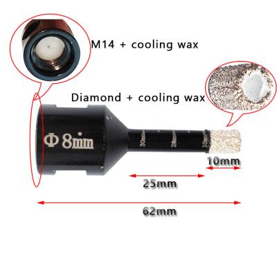 China TACAR M14 8mm Core Drill Bit Diamond Tool Kit Marble Concrete Hole Saw Drill Set For Porcelain Tiles for sale