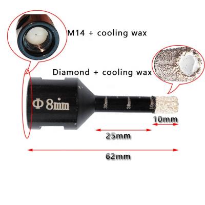 China TACAR 8MM Drill Holes Vacuum Brazed Granite Marble Tiles Diamond Tools Hardware Drill Core Bit Set Crown For Ceramics for sale