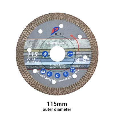 China Ceramic Tile 115 mm Hot Pressed Super Thin Turbo Diamond Saw Blade Cutting Disc For Ceramic Tile Granite Marble for sale