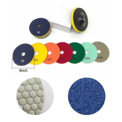 China TACAR Best Granite 100mm Concrete Wet Diamond Diamond Polishing Tools Quick Dry Polishing Pads Factory for sale