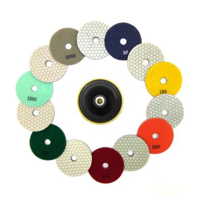 China TACAR 3step 100mm Floor Marble Stone Microfiber Polishing Pads Dry Padded Quick Polishing Grinding Granite for sale