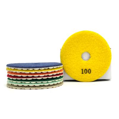 China Fast Polishing TACAR 100mm Factory 3 Step Best Granite Concrete Diamond Marble Tools Dry Polishing Pads for sale