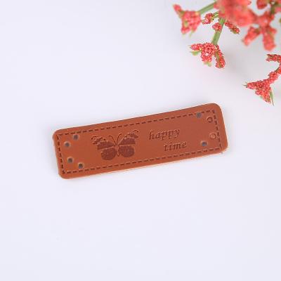 China Sustainable Print PU Leather Label Factory Price Custom UV Printing Logo Gradient Effect Patches for Hats for sale