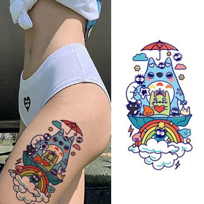 China Temporary Totoro And Herbal Feiends Flower Arm Tattoo Sticker For Man Women Water Temporary Full Hand Tattoo Stickers for sale