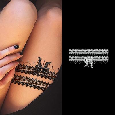 China Hanna Tattoo Sticker Stencil Hand temporary tattoo custom bowknot lace with flower leg waterproof tattoo sticker for sale