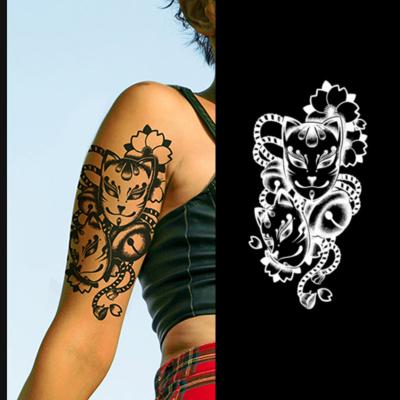 China Hanna Tattoo Sticker Stencil Hand Fox Temporary Custom Mesk Tattoo With Flower Logo Black Waterproof Vinyl PVC Tattoo Sticker for sale