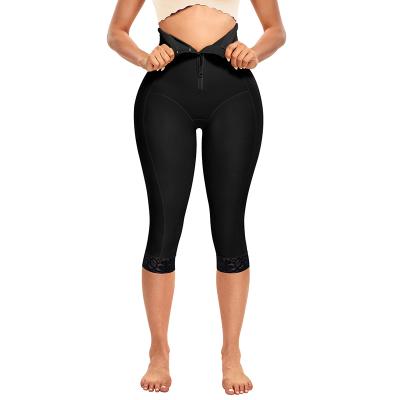 China Women Antibacterial Body Shaper Slimming Capri Pants High Waist Tummy Control Butt Lifter Shapewear Pants for sale