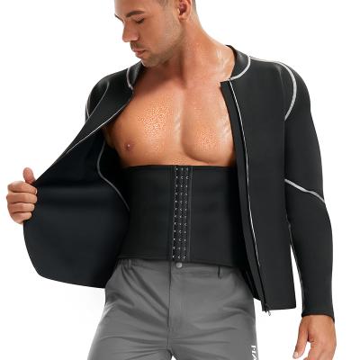 China Crazy Weight 2-IN-1 Weight Loss Men Shapewear Jacket Workout Sweat Loss Slimming Belt Waist Trainer Sauna Suits for sale