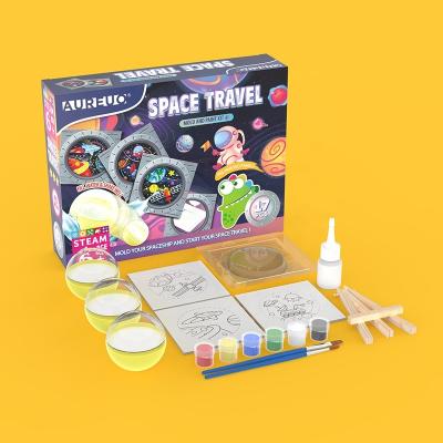 China AUREUO kids creative mold and paint Kit Space Travel Theme DIY plaster frame kids canvas painting set AKMAPK301 for sale