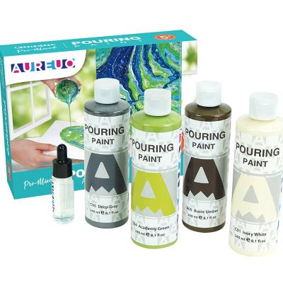 China AUREUO 240ml Premixed DIY Home Decoration Stretched Acrylic Canvas Paint Pouring Set 240mL for sale