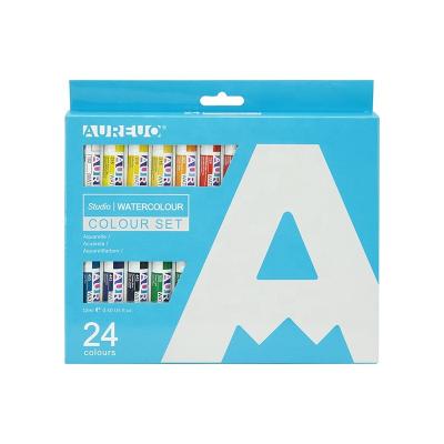 China AUREUO 24 Colors 12ml Studio Grade Supplier Chinese Aluminum Tube Solid Watercolor Paint Kit 12mL for sale