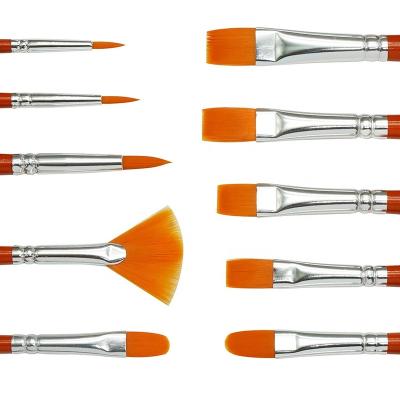 China AUREUO 10pcs Nylon Pack Set New Styles Fine Art Products Art Paint Brushes Nylon Hair Paint Brush Set for sale