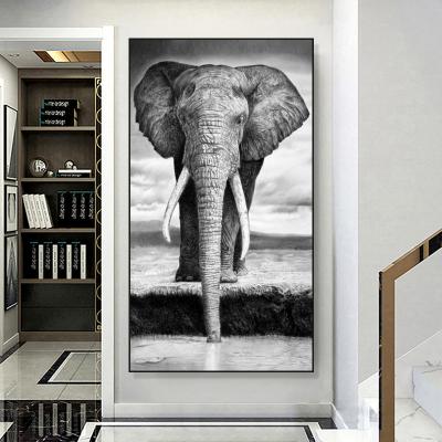 China Wholesale Custom FILE Elephant Canvas Oil Painting Home Living Room Wall Art Frame for sale