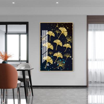 China Home Creative Aluminum Crystal Porcelain Painting Frame Gold Foil Art Painting High Resolution Printing Painting Decoration for sale