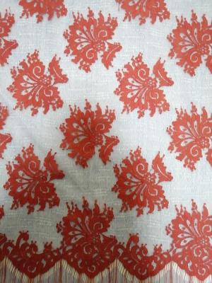 China De rode Rand Bloemen Geborduurd Mesh Fabric van de Wimperkammossel Te koop