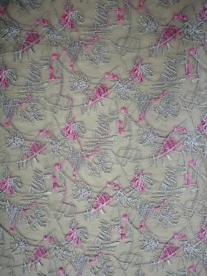 Cina Rosa Tulle floreale africana Mesh Colored Embroidery Fabric in vendita