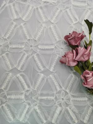 China Weißes Blumenspitze-Gewebe Mesh Cording Embroidery des Häkelspitze-Gewebe-3D zu verkaufen