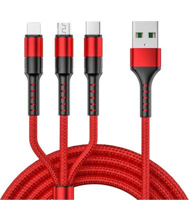 China Type C MP3/MP4 Player Charging Cable 3 In 1 USB Cable Phone Charger Fast Charging Cable For IOS Android for sale