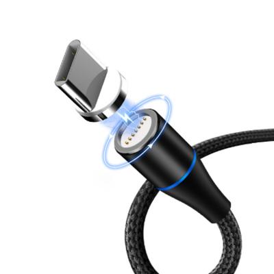 China Magnetic With Blue Led Ring 7pin Braided For Micro Lightning Type C 3 In 1 Blue Led Ring Magnetic Data Cable 3A Fast Charging For Samsung Mobile Phone for sale