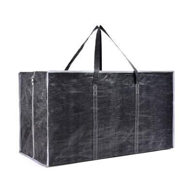 China Waterproof Recycled PP Black Moving Large Capacity Black Packaging Woven Chinatown Bags For Pillow for sale