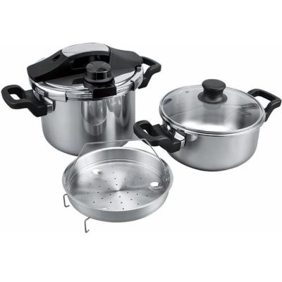 China Stainless Steel Dishwasher Safe Cadmium Free 4+6L 5+7L Sustainable High Pressure Cooker Set for sale