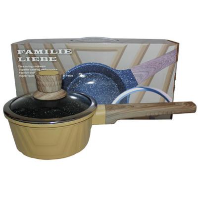 China Viable Die Stocked Wholesale And Retail Granite Coating Induction Bottom Wooden Handle Cast Aluminum Milk Pan Sauce Pot for sale