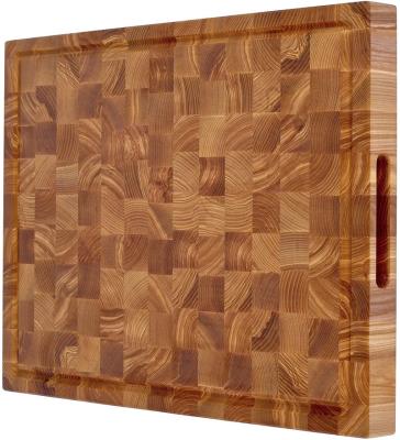 China Sustainable Professional Block Cutting Butcher Board Extra Large Thick Wooden Double Sided End-Grain Chopper for sale