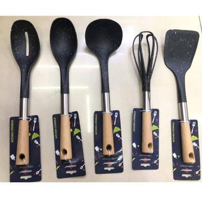 China Viable Nylon Kitchen Accessories Cookware Cookware Kitchen Tools Black Silk OEM Logo Printing Eco for sale